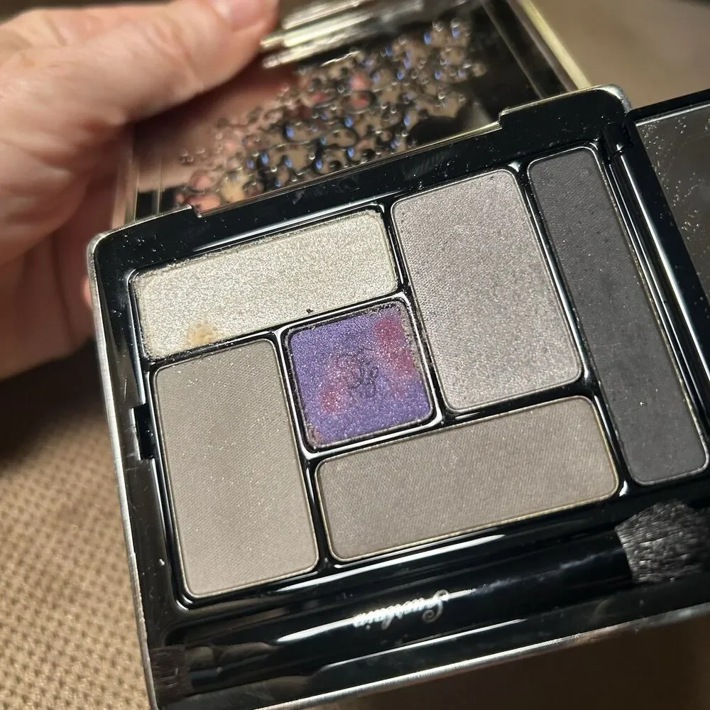 GUERLAIN ECRIN 6 Color Eye Shadow Palette Metal Case in Velvet Pouch RARE